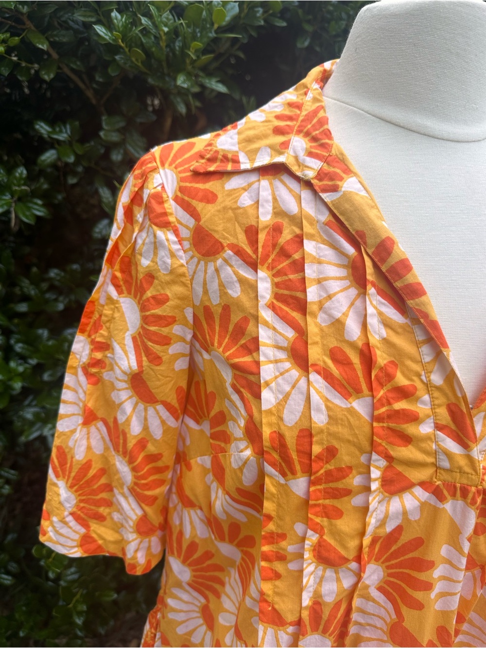 Anthropologie Yellow and Orange Floral Short Sleeve Top